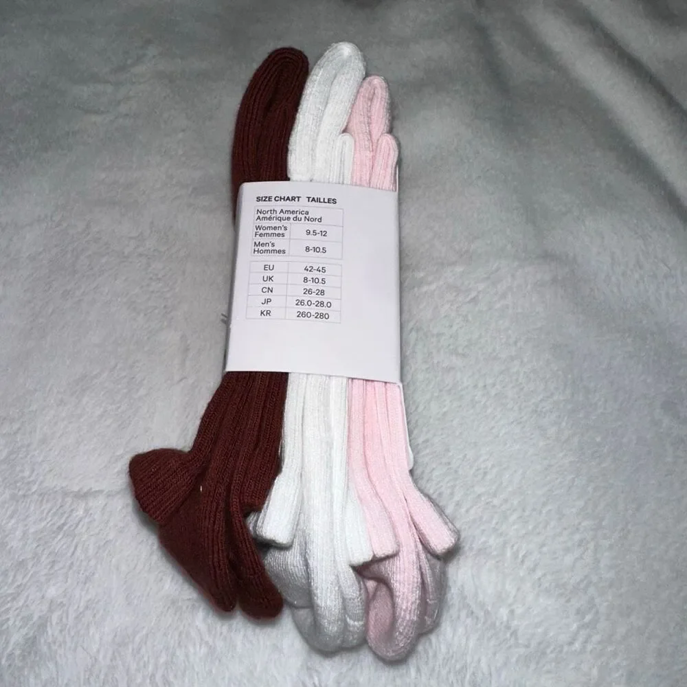 Lululemon Unisex Daily Essential Quarter Socks 3 Pairs Large Pink Maroon NWT